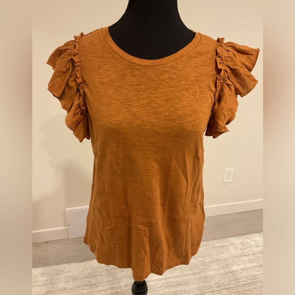 Pretty Carmel/Brown  two tiered Ruffled Sleeves TShirt